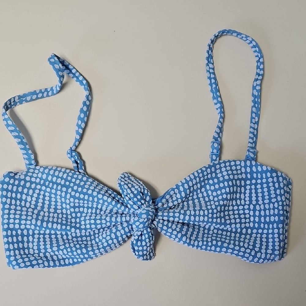 Aerie Light Blue Bikini Top with White Dots